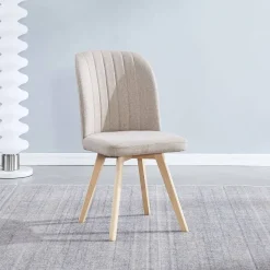Silla de Comedor Tapizada con Patas de Madera LANE