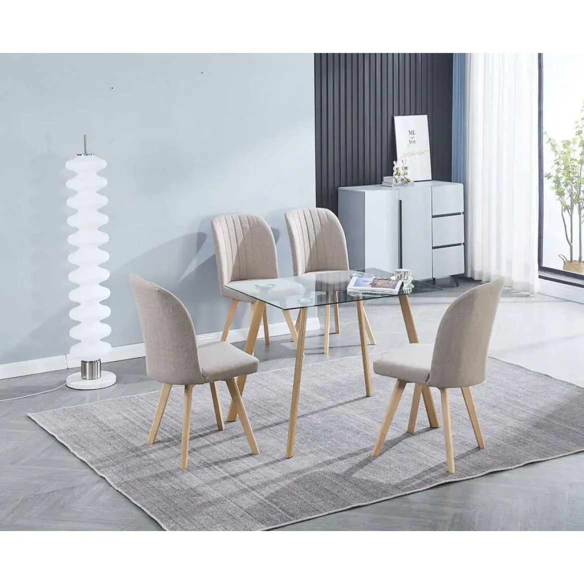 Silla de Comedor Tapizada con Patas de Madera LANE
