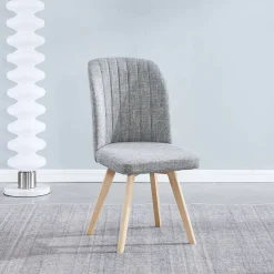 Silla de Comedor Tapizada con Patas de Madera LANE