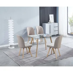 Silla de Comedor Tapizada con Patas de Madera LANE