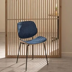 Silla de Comedor Tapizada de Color Azul Marino 609458
