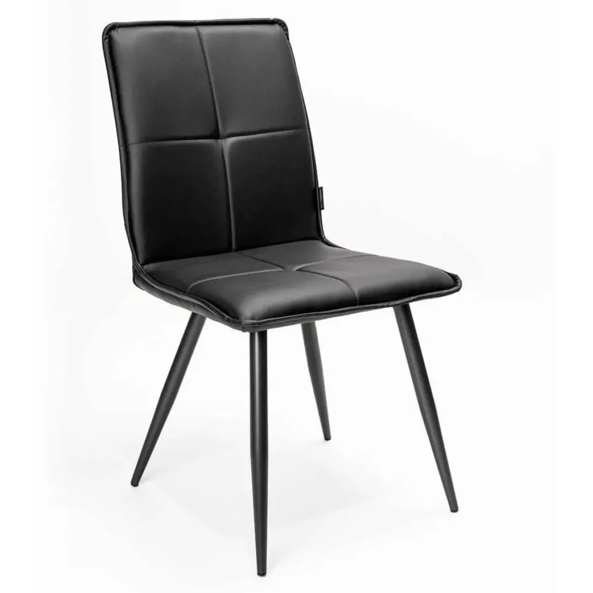 Silla de Comedor Tapizada en Ecopiel y Acero Negro CANDELA