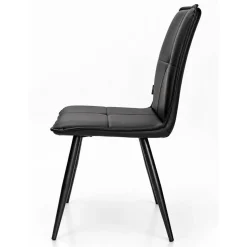 Silla de Comedor Tapizada en Ecopiel y Acero Negro CANDELA