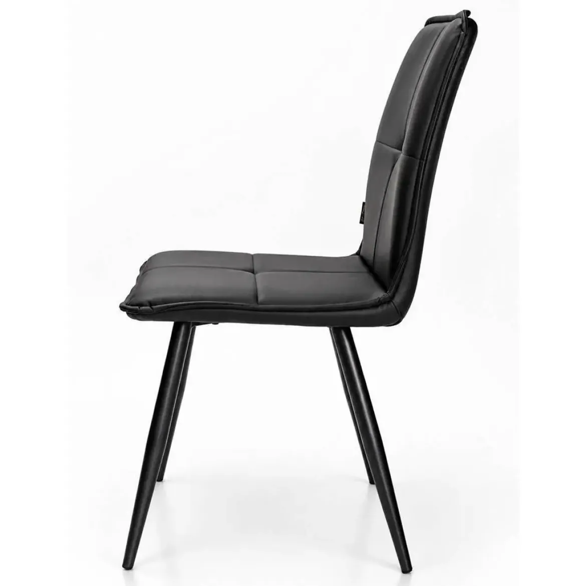 Silla de Comedor Tapizada en Ecopiel y Acero Negro CANDELA