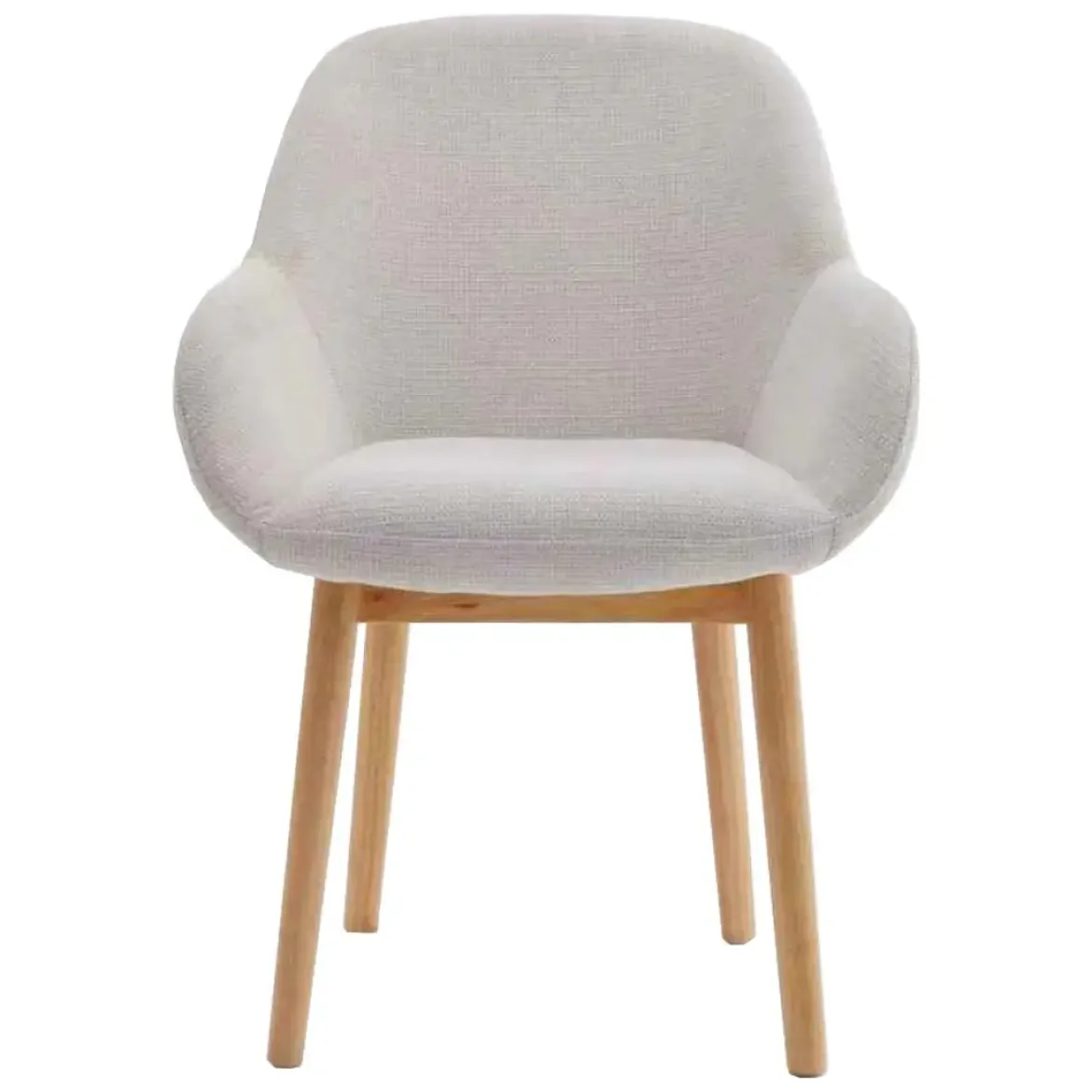 Silla de Comedor Tapizada en Tela Blanca con Reposabrazos MILCA