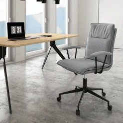 Silla de Escritorio Giratoria Tapizada Gris BONN