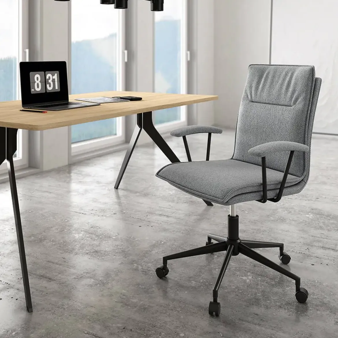 Silla de Escritorio Giratoria Tapizada Gris BONN
