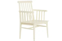 Silla de Madera con Reposabrazos Color Crema MB-223567