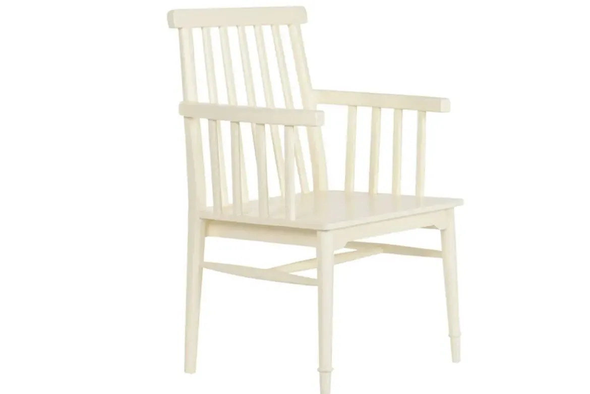 Silla de Madera con Reposabrazos Color Crema MB-223567