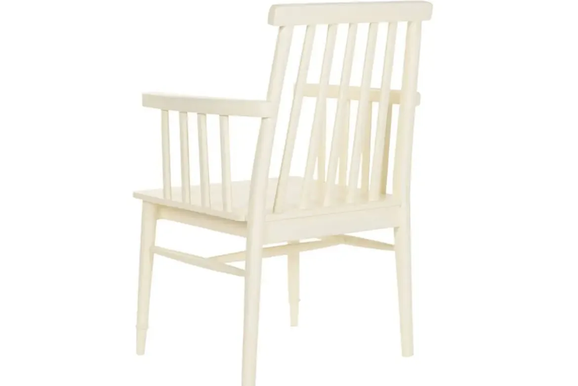 Silla de Madera con Reposabrazos Color Crema MB-223567