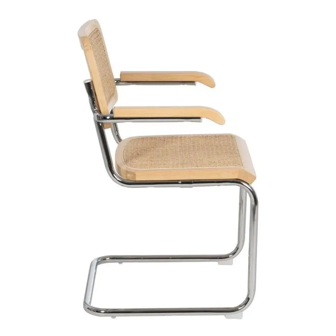 Silla de Madera y Ratán con Patas de Metal y Reposabrazos Natural 614517