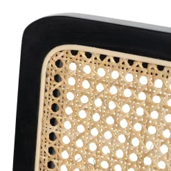 Silla de Madera y Ratán con Patas de Metal y Reposabrazos Color Negro 614518