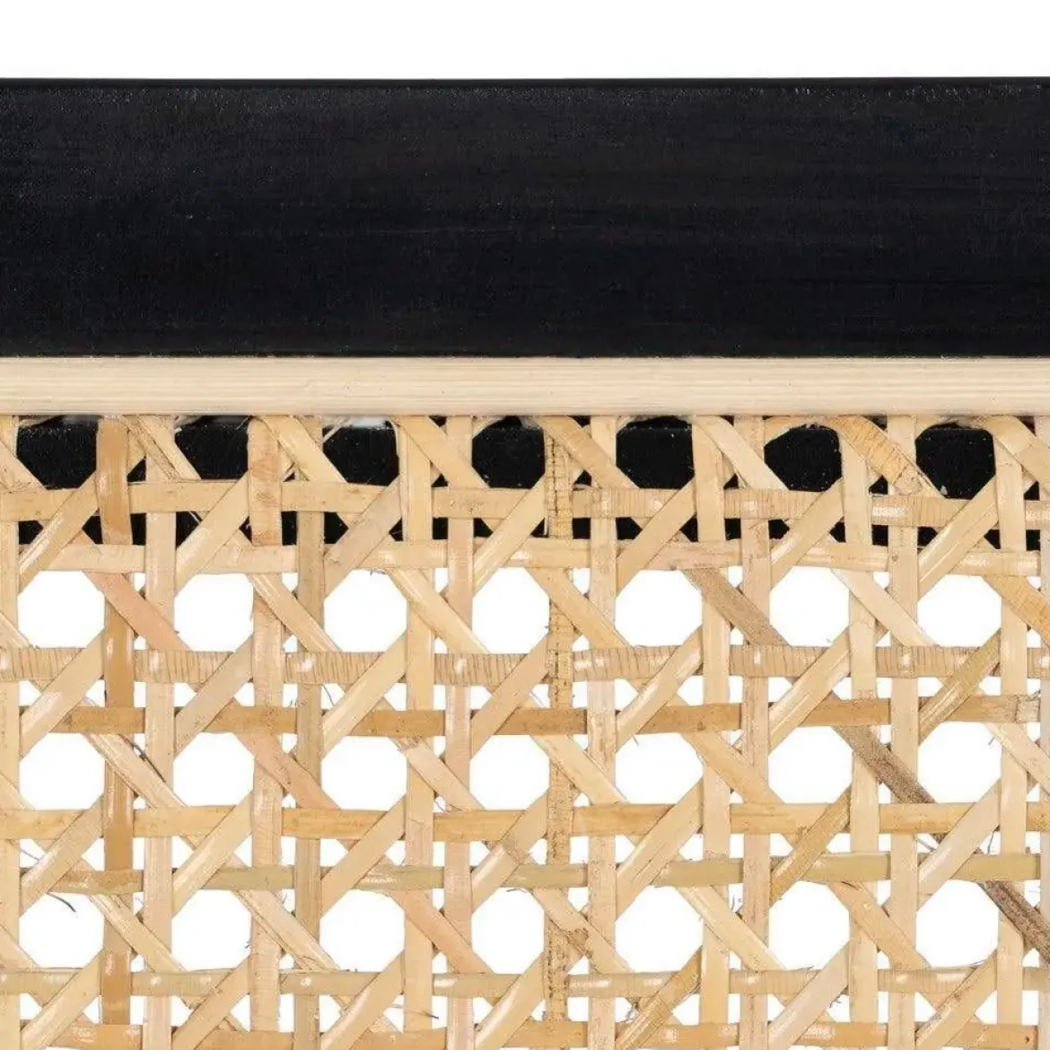 Silla de Madera y Ratán con Patas de Metal y Reposabrazos Color Negro 614518
