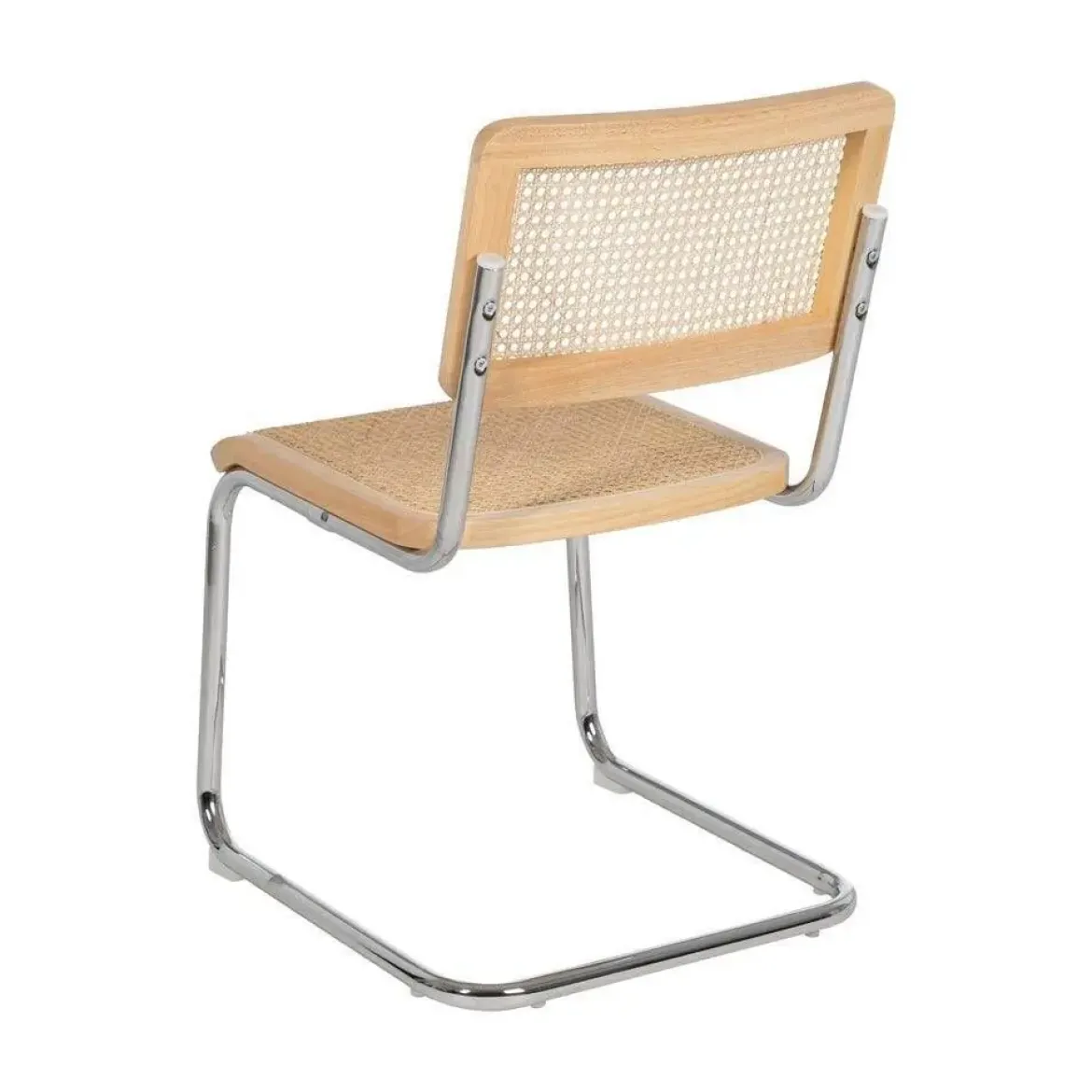 Silla de Madera y Ratán con Patas de Metal Natural 614515