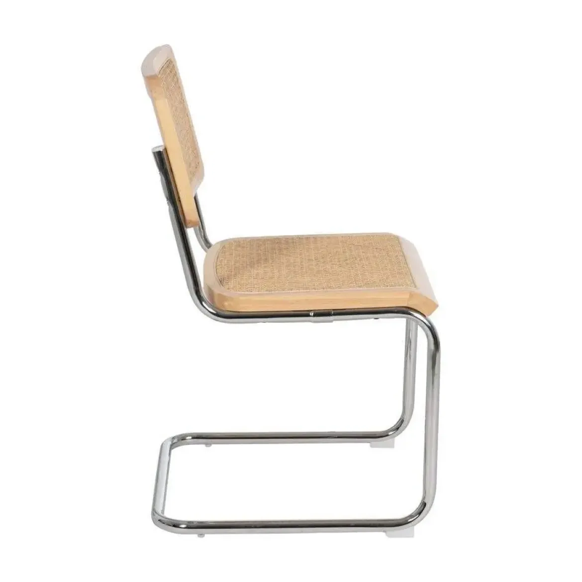 Silla de Madera y Ratán con Patas de Metal Natural 614515