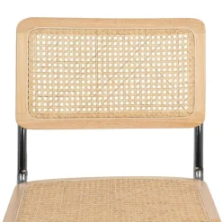 Silla de Madera y Ratán con Patas de Metal Natural 614515
