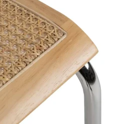Silla de Madera y Ratán con Patas de Metal Natural 614515
