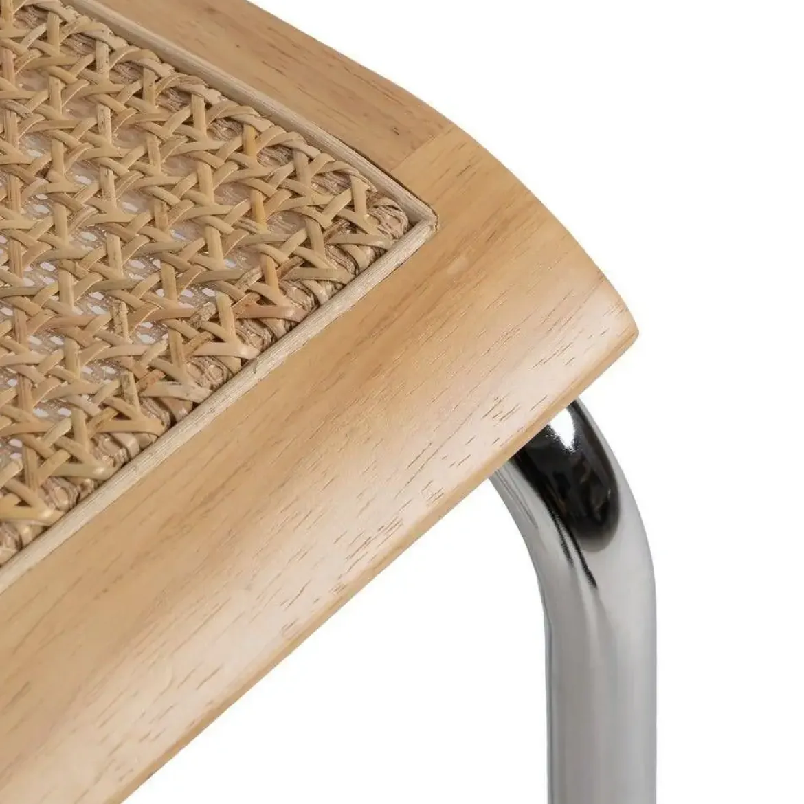 Silla de Madera y Ratán con Patas de Metal Natural 614515