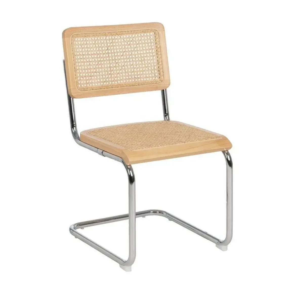 Silla de Madera y Ratán con Patas de Metal Natural 614515