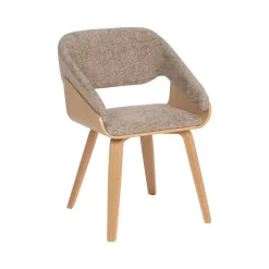 Silla de Madera y Tejido Color Marrón-Beige 614598