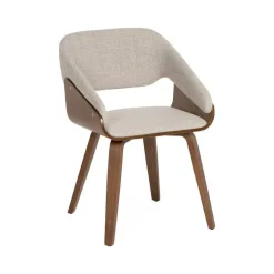 Silla de Madera y Tejido Color Marrón-Gris 614600