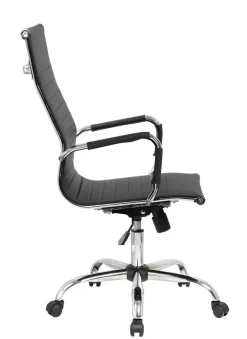 Silla de Oficina Alta en Polipiel Negra con Base Cromada AROA