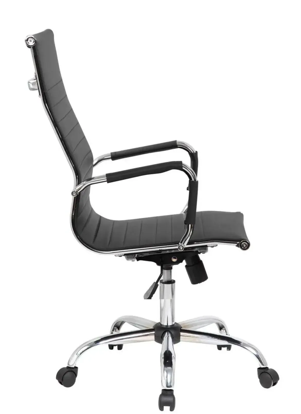 Silla de Oficina Alta en Polipiel Negra con Base Cromada AROA