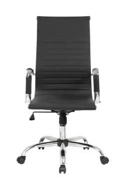 Silla de Oficina Alta en Polipiel Negra con Base Cromada AROA