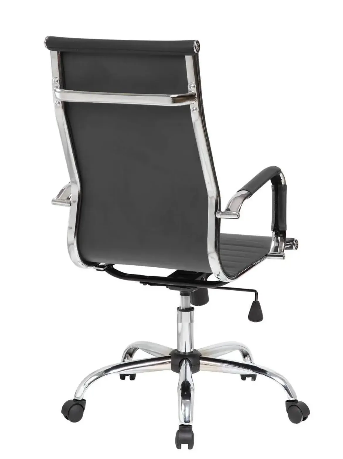 Silla de Oficina Alta en Polipiel Negra con Base Cromada AROA