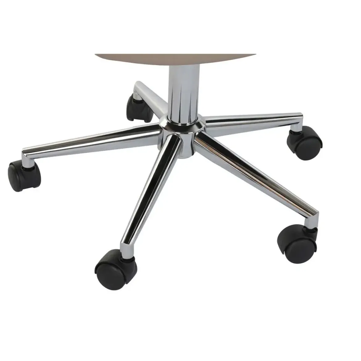 Silla de Oficina Beige con Asiento y Respaldo en PU y Ruedas Metálicas MB-222428