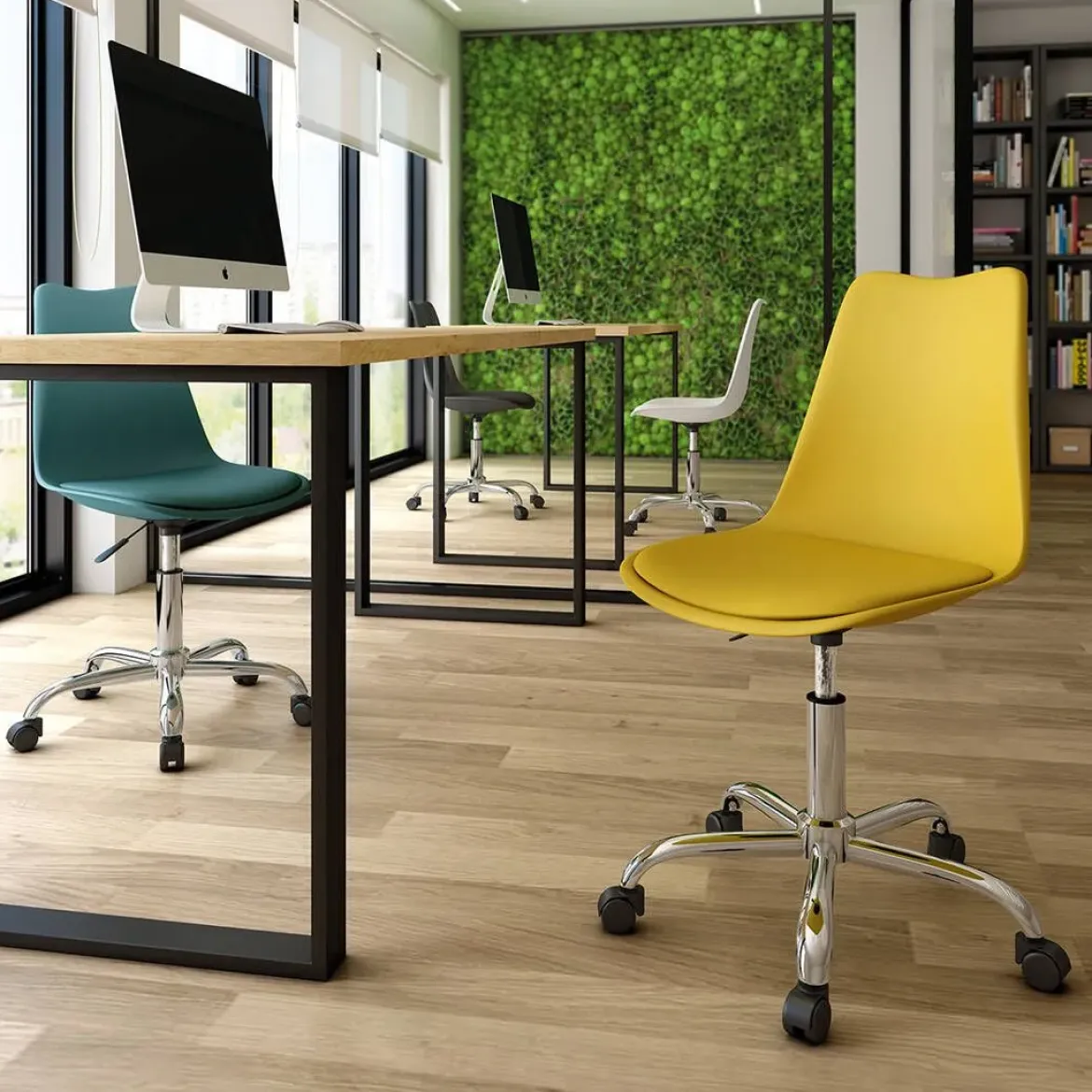 Silla de oficina con patas cromadas BREMEN