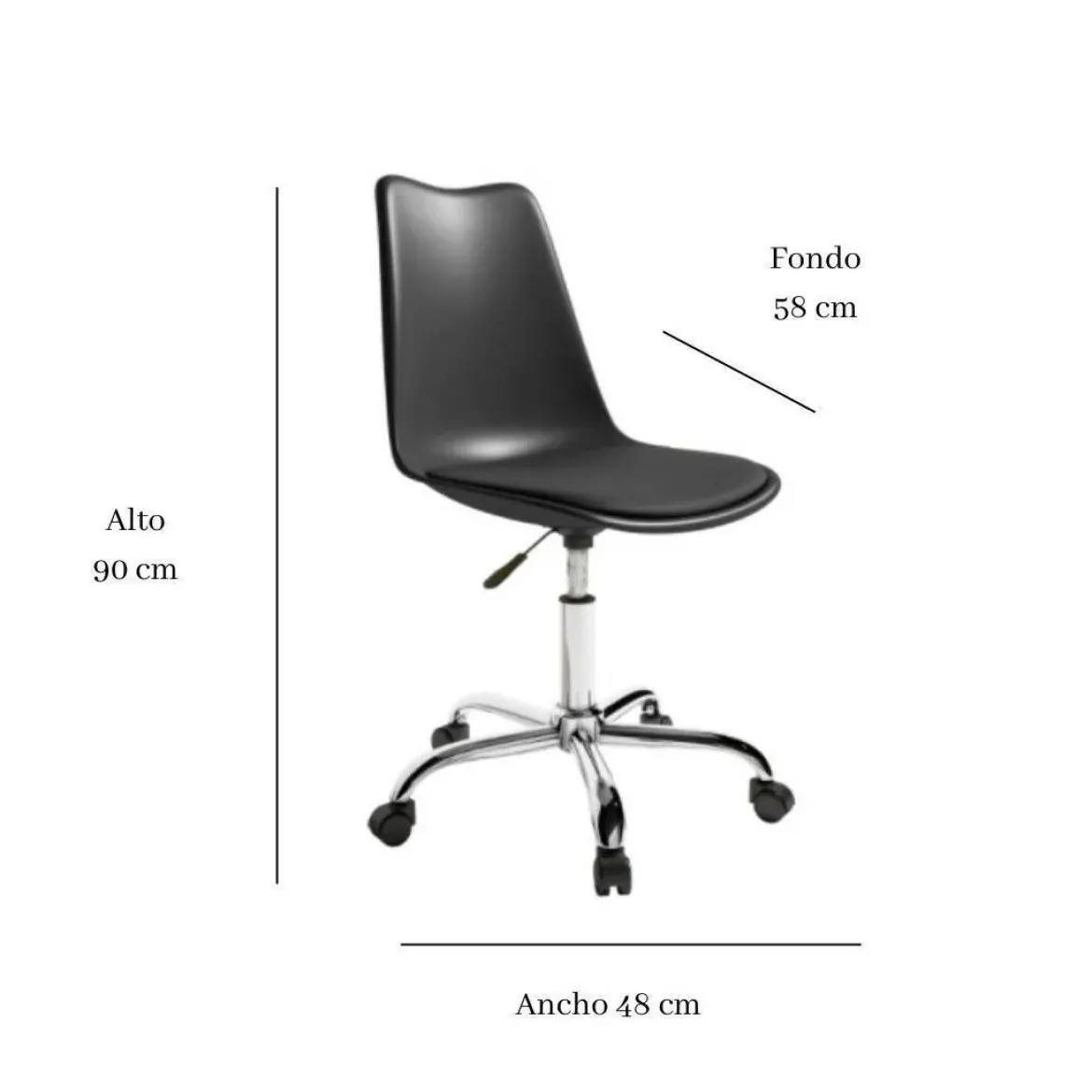Silla de oficina con patas cromadas BREMEN