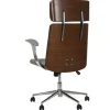 Silla de Oficina en Madera y PU Gris con Ruedas y Reposabrazos Metálicos de 108,5 cm MB-215932