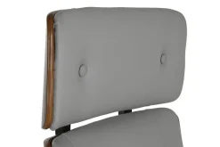 Silla de Oficina en Madera y PU Gris con Ruedas y Reposabrazos Metálicos de 108,5 cm MB-215932