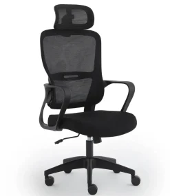 Silla de Oficina en Malla Negra con Apoyacabezas Regulable XULIA