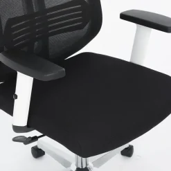 Silla de Oficina Ergonómica Tapizada en Rejilla Negra NEPTUNO