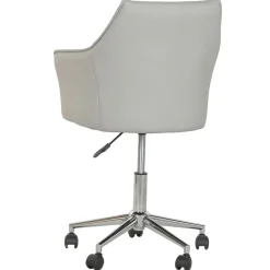Silla de Oficina Gris con Asiento y Respaldo en PU y Ruedas MetálicasMB-222427