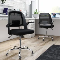Silla de Oficina Negra con Patas Cromadas BUCAREST