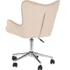 Silla de Oficina Tapizada en Poliéster Crema con Ruedas MB-208355