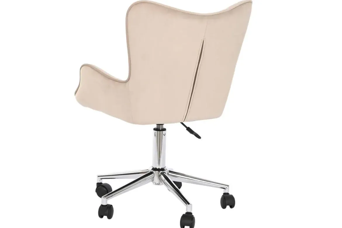 Silla de Oficina Tapizada en Poliéster Crema con Ruedas MB-208355