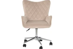Silla de Oficina Tapizada en Poliéster Crema con Ruedas MB-208355