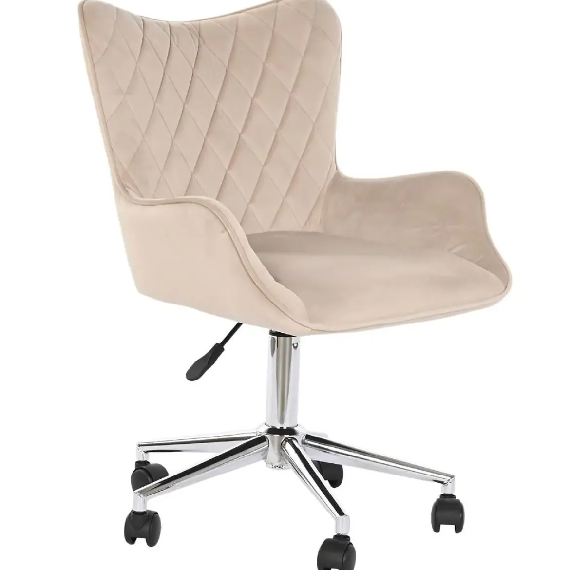Silla de Oficina Tapizada en Poliéster Crema con Ruedas MB-208355