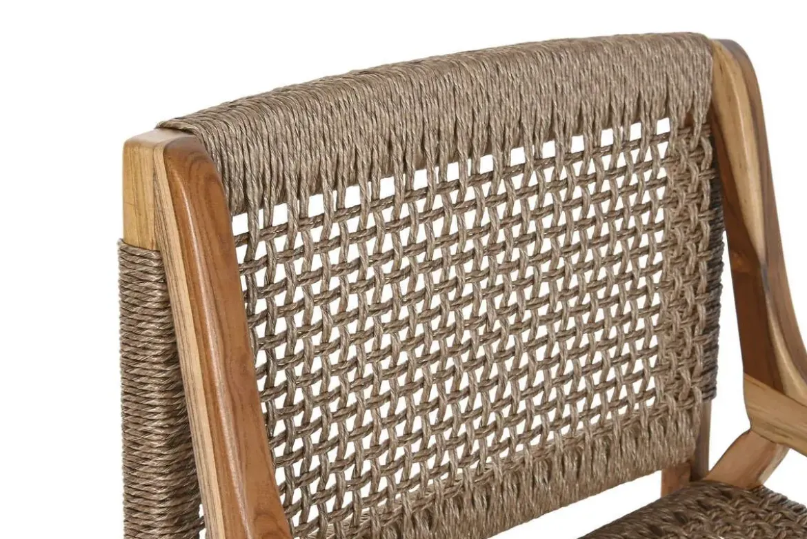 Silla de Teca y Fibra Sintética Marrón MB-221572
