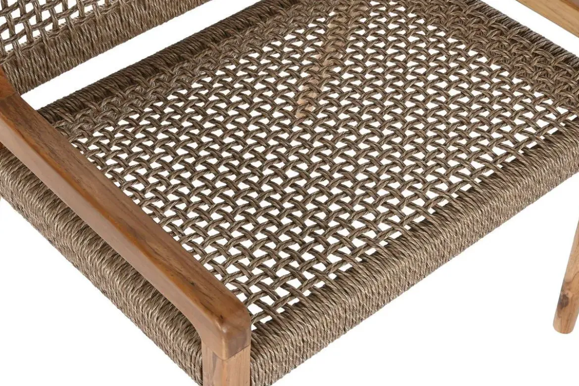 Silla de Teca y Fibra Sintética Marrón MB-221572