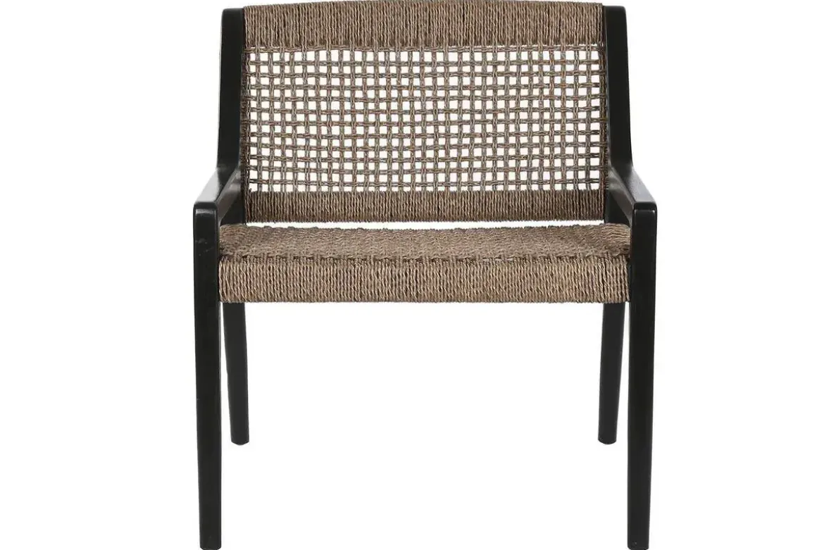 Silla de Teca y Fibra Sintética Negra MB-221571