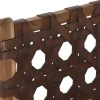 Silla de Teca y Piel Trenzada Marrón MB-220080