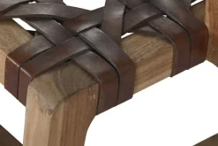 Silla de Teca y Piel Trenzada Marrón MB-220080