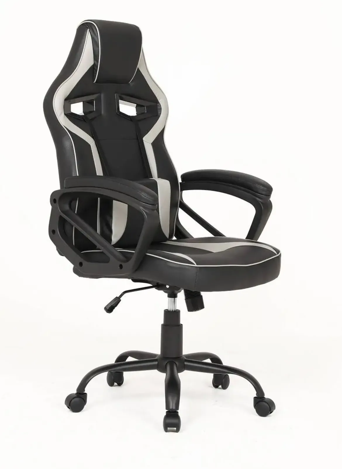 Silla Gaming de Polipiel Negra-Gris con Soporte Lumbar MARTE