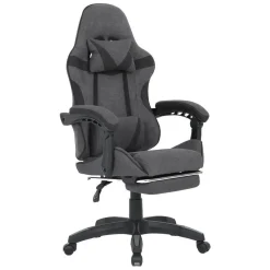 Silla Gaming Reclinable Tapizada en Poliester Gris y Negro URANO