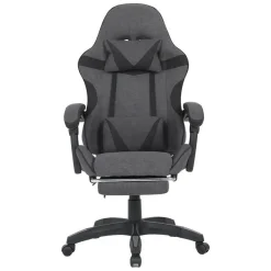 Silla Gaming Reclinable Tapizada en Poliester Gris y Negro URANO